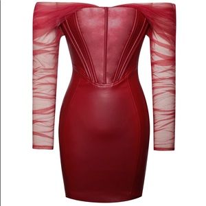 Burgundy corset leather dress